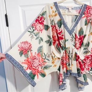 Flying Tomato Boho Floral Flowy Sleeve Babydoll Top